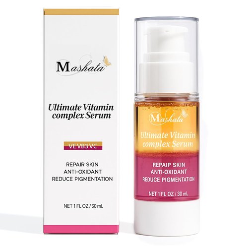 Mashata Ultimate Vitamin C Face Serum - 20% Vitamin C, Niacinamide & Vitamin E | 1 Fl Oz - Brightening Anti-Wrinkle Formula for Acne Marks & Hyperpigmentation
