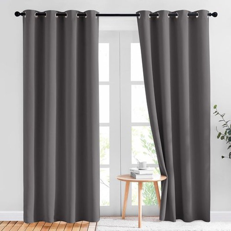 NICETOWN Gray Blackout Curtains - 84-Inch Thermal Drapes for Bedroom | Room Darkening Grommet Panels (2 Pack)