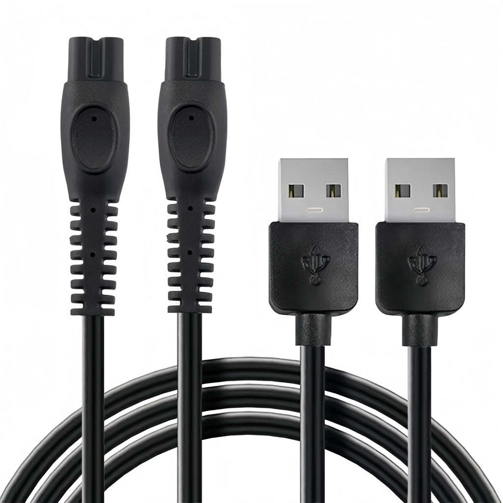 Qjin 5V Charger Cable for Philips Norelco Shaver i9000 Prestige Ultra 2400 3600 3900, USB Charging Cord for OneBlade QP1324 QP2834 QP2724 QP4530 & Body Groomer BG5490 BG7490, 2 Pack
