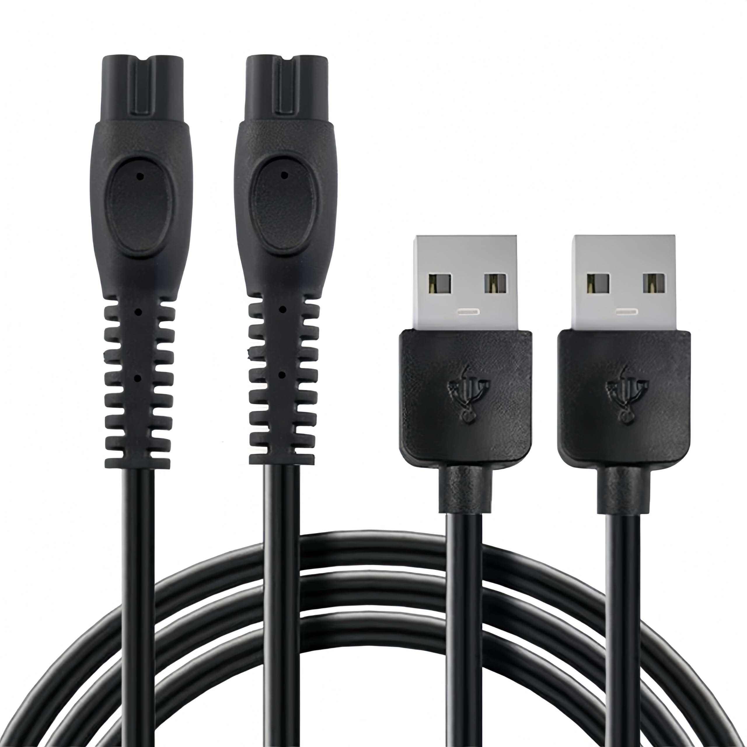 Qjin 5V Charger Cable for Philips Norelco Shaver i9000 Prestige Ultra 2400 3600 3900, USB Charging Cord for OneBlade QP1324 QP2834 QP2724 QP4530 & Body Groomer BG5490 BG7490, 2 Pack