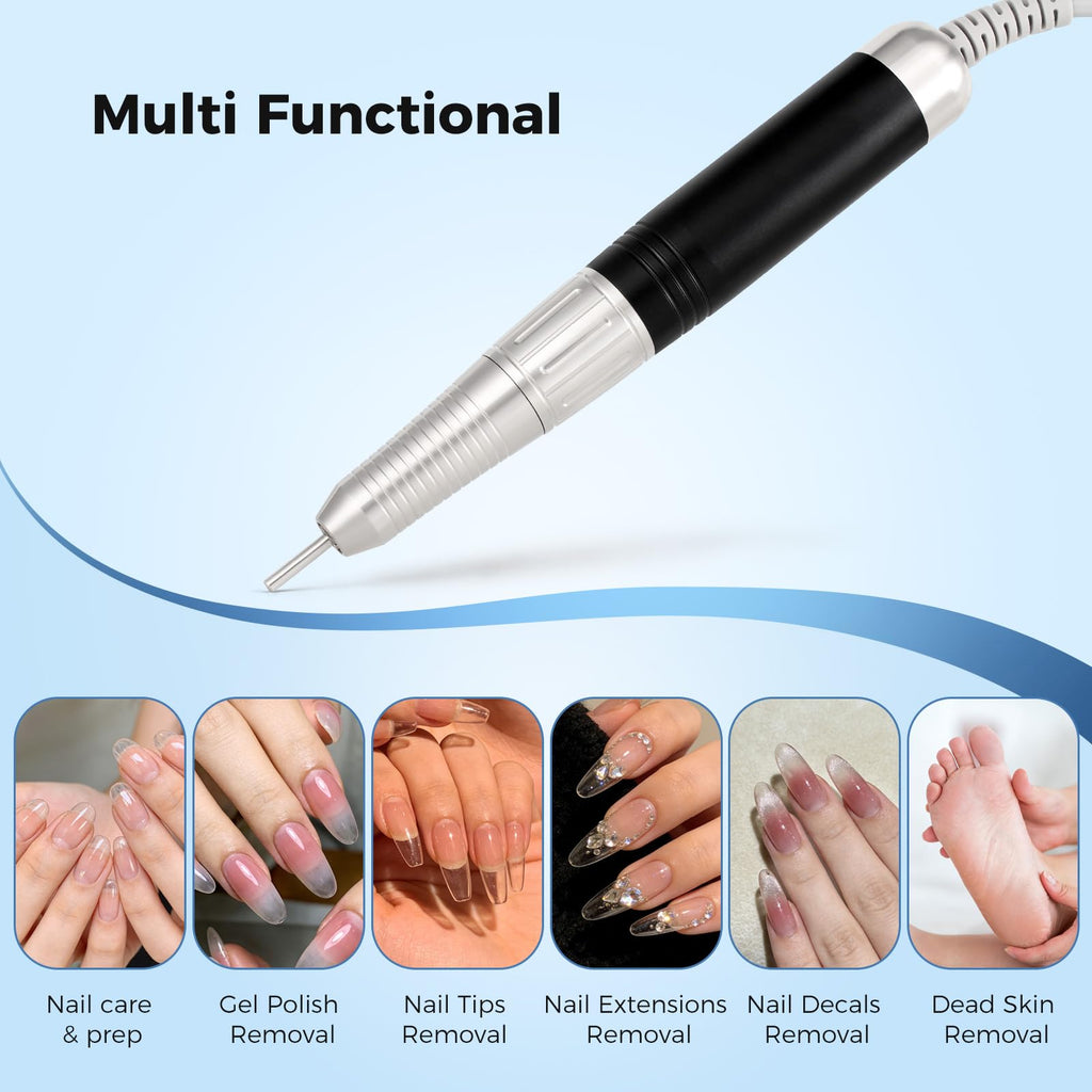 Nail Drill Handpiece Compatible with KUPA KP55, KP60, KP5000, UP-200, 30,000RPM Professional Nail Drill Handle Replacement 3 Pins for Manicure Art Tool, Low Noise and Smooth (Only Handpiece)