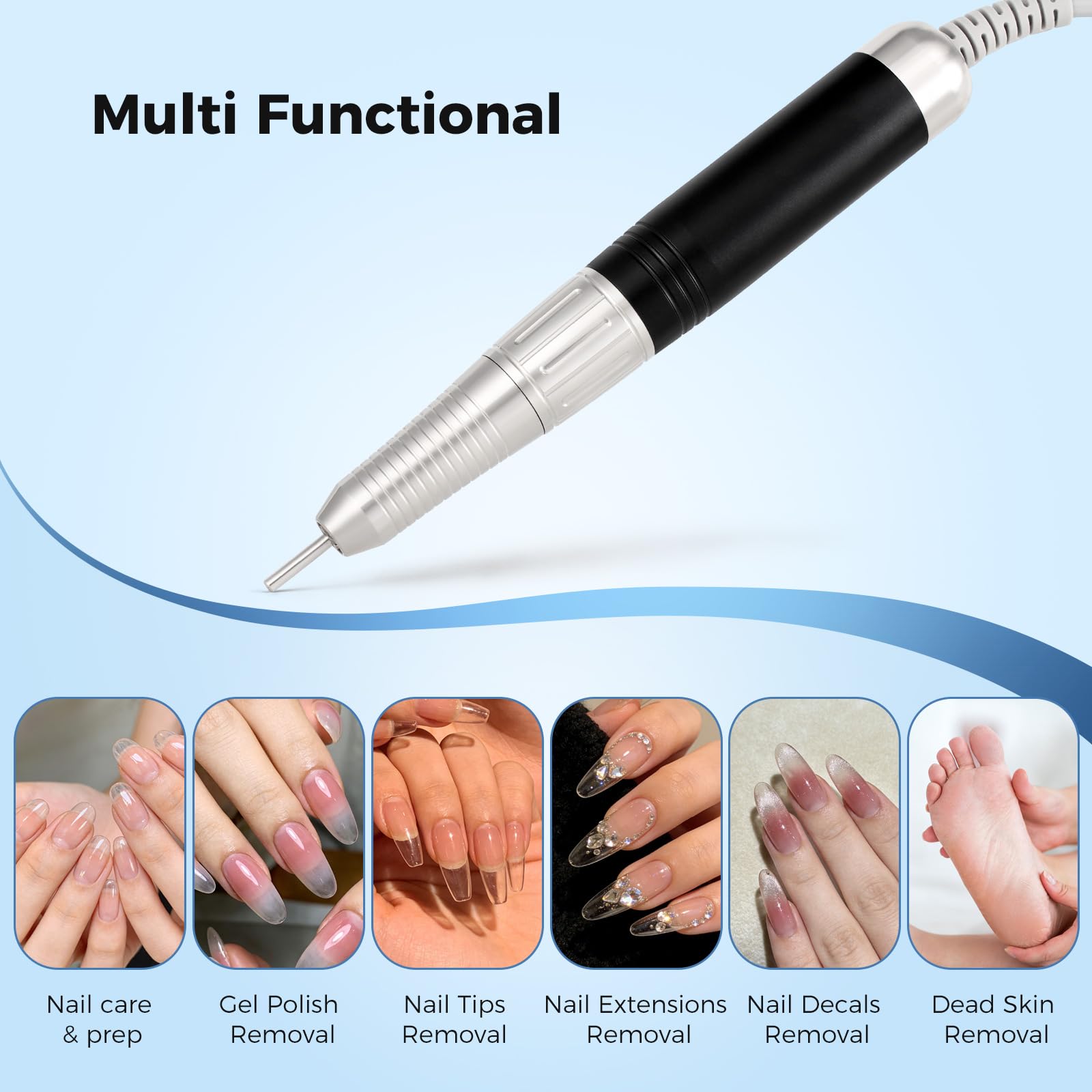Nail Drill Handpiece Compatible with KUPA KP55, KP60, KP5000, UP-200, 30,000RPM Professional Nail Drill Handle Replacement 3 Pins for Manicure Art Tool, Low Noise and Smooth (Only Handpiece)