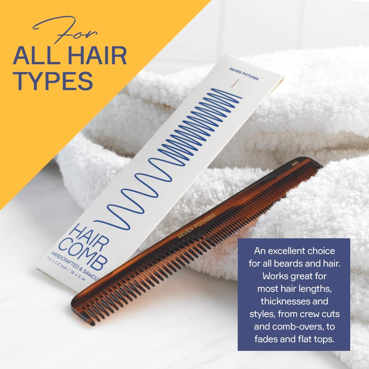 Beard Comb For Men 5.7 inch Fine and Coarse Tooth For Hair Beard And Moustache Hand Made and Sawcut (Beard Comb B1)