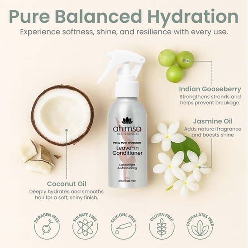 Ahimsa Leave-In Conditioner - Lightweight Hydrating Formula for Curly & Wavy Hair | Anti-Frizz, 4oz