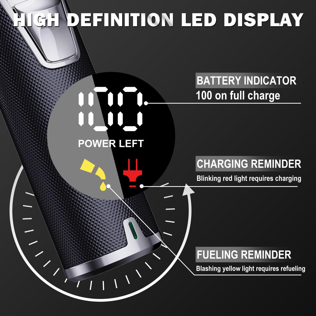 FADEKING Professional Hair Clippers for Men, Cordless Barber Clippers with LED Display, Rechargeable Hair Cutting Kit for Fade & Taper, Fathers Day Gift for Dad Men Husband (Silver+Black)
