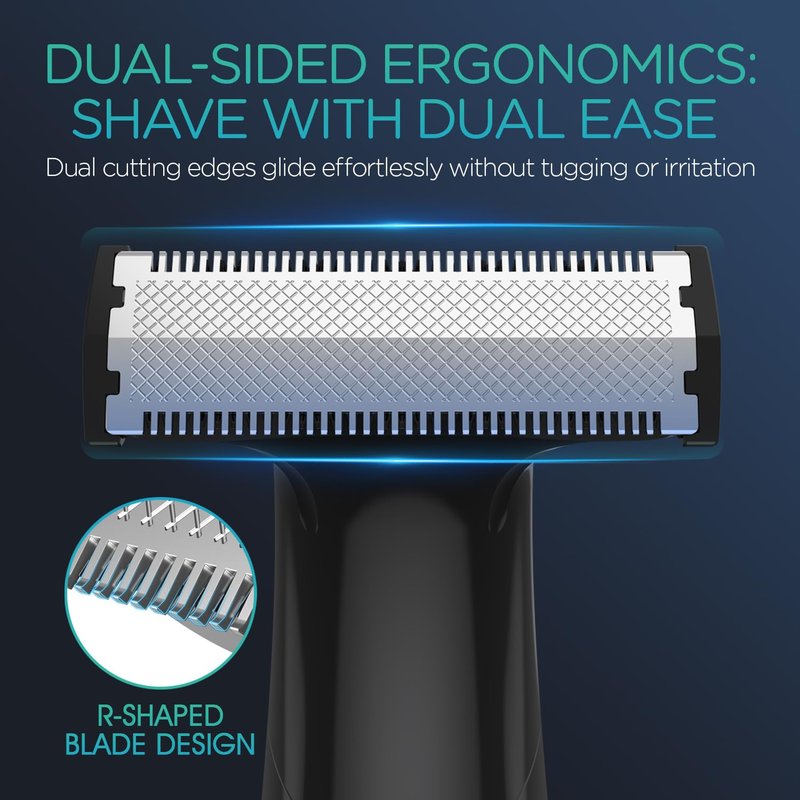 VOYOR Beard Trimmer for Men - Cordless Electric Razor with Adjustable Length Combs | All-in-One Grooming Kit (Blue)