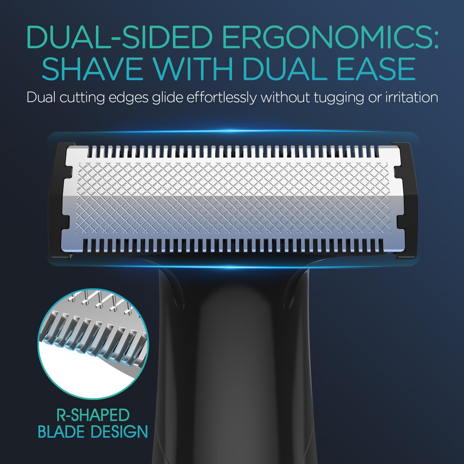 VOYOR Beard Trimmer for Men, Electric Razor, No Pain, Full Body Grooming, Face & Body Hair Trimmer, Adjustable Length Combs, All-in-1 Rechargeable Mens Grooming Kit, Cordless, Wet/Dry, TX510 (Blue)