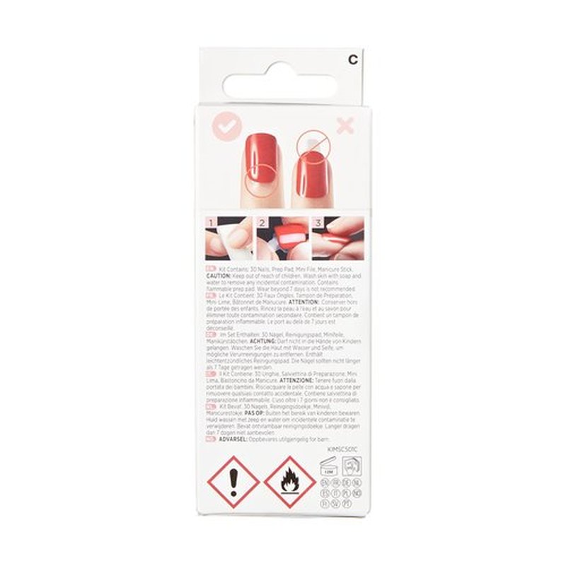 KISS Impress Press-On Manicure Fake Nails, Crystal Blossom - Short Length, Squoval Shape, Polish-Free Pink with Rhinestone Design Mani, Includes Prep Pad, Mini File, Manicure Stick, and 30 Fake Nails