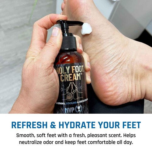 Derm Dude Holy Foot Cream | Daily Moisturizing Foot Cream with DeoPlex for Freshness & Arrowroot for Lightweight Hydration | MVP Scent 4oz