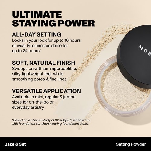 Morphe Jumbo Bake & Set Setting Powder - Talc-Free, Lightweight Finishing Powder for Natural Glow - Brightening Pink (0.62 oz)