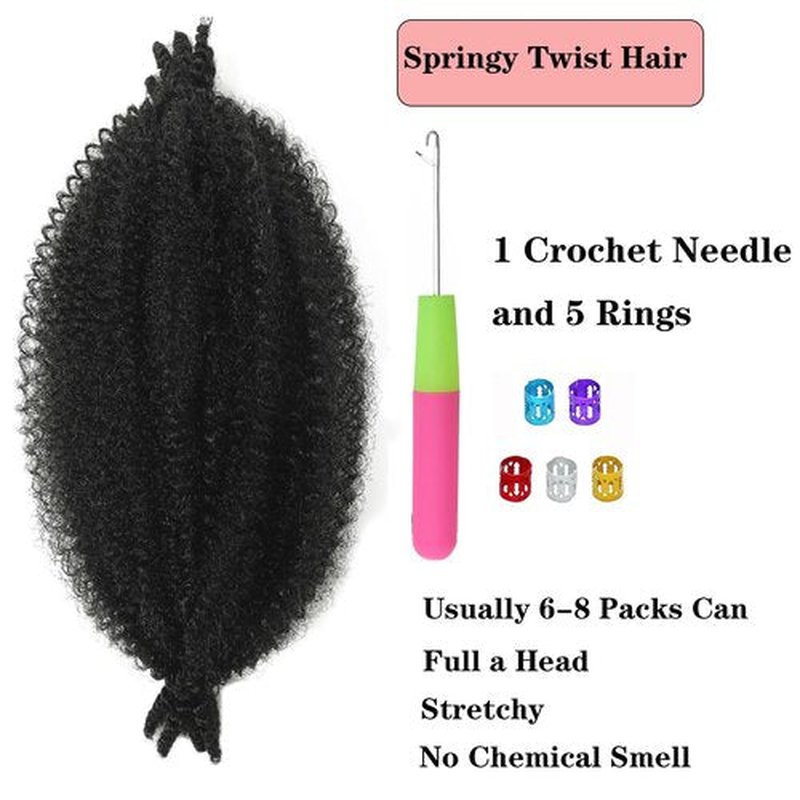 Springy Afro Twist Hair 8 Packs 8 Inch Marley Twist Braiding Hair Pre-Separated Wrapping Hair for Soft Locs Hair Extensions Spring Twist Hair