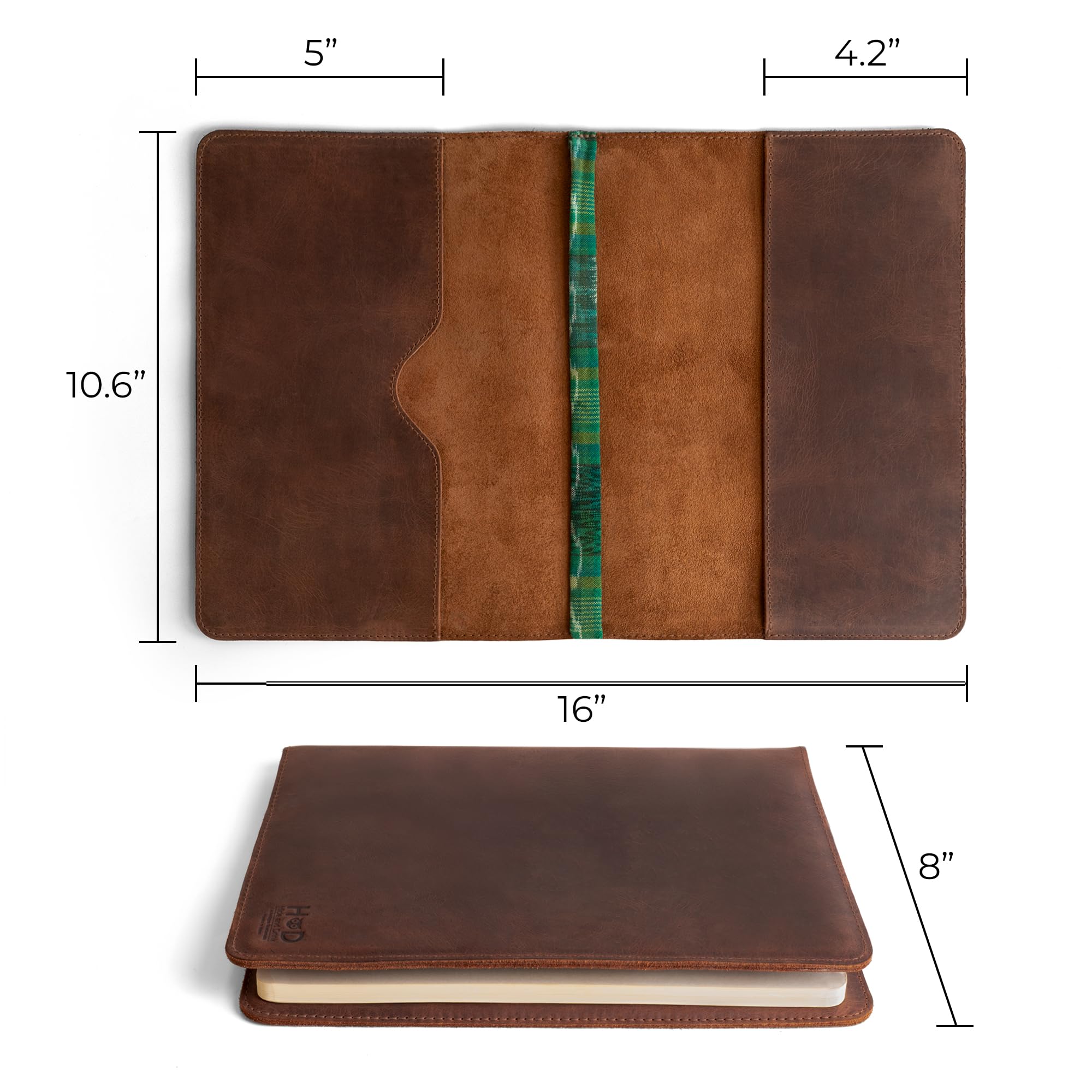 Hide & Drink, Journal Cover Compatible with Moleskine XL (7.5 x 9.75 in) with Strap, Refillable Case, Personal Planner, Full Grain Leather, Handmade Office & Work Essentials (Bourbon Brown)