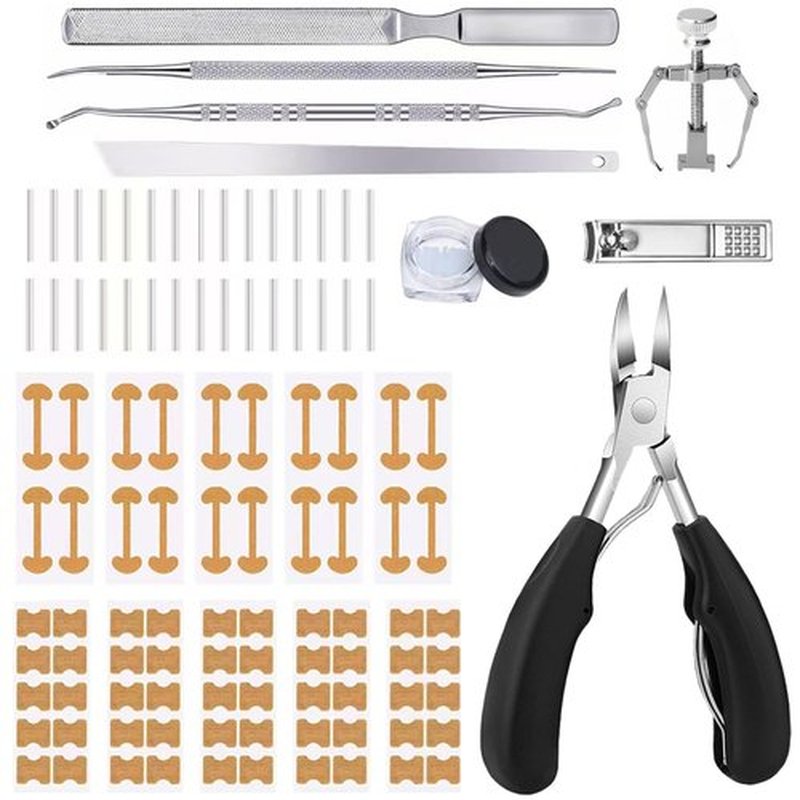 CHEMAILON Professional Ingrown Toenail Correction Kit - Stainless Steel Ingrown Toenail Clippers, Correction Patches, Lifter & Tools for Ingrown Toenail Treatment, Home Pedicure Solution