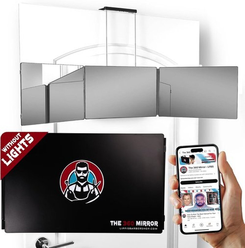 Skiennix 360 Mirror - Adjustable 3-Way Trifold Mirror for Self Hair Cutting | Perfect for Men & Women