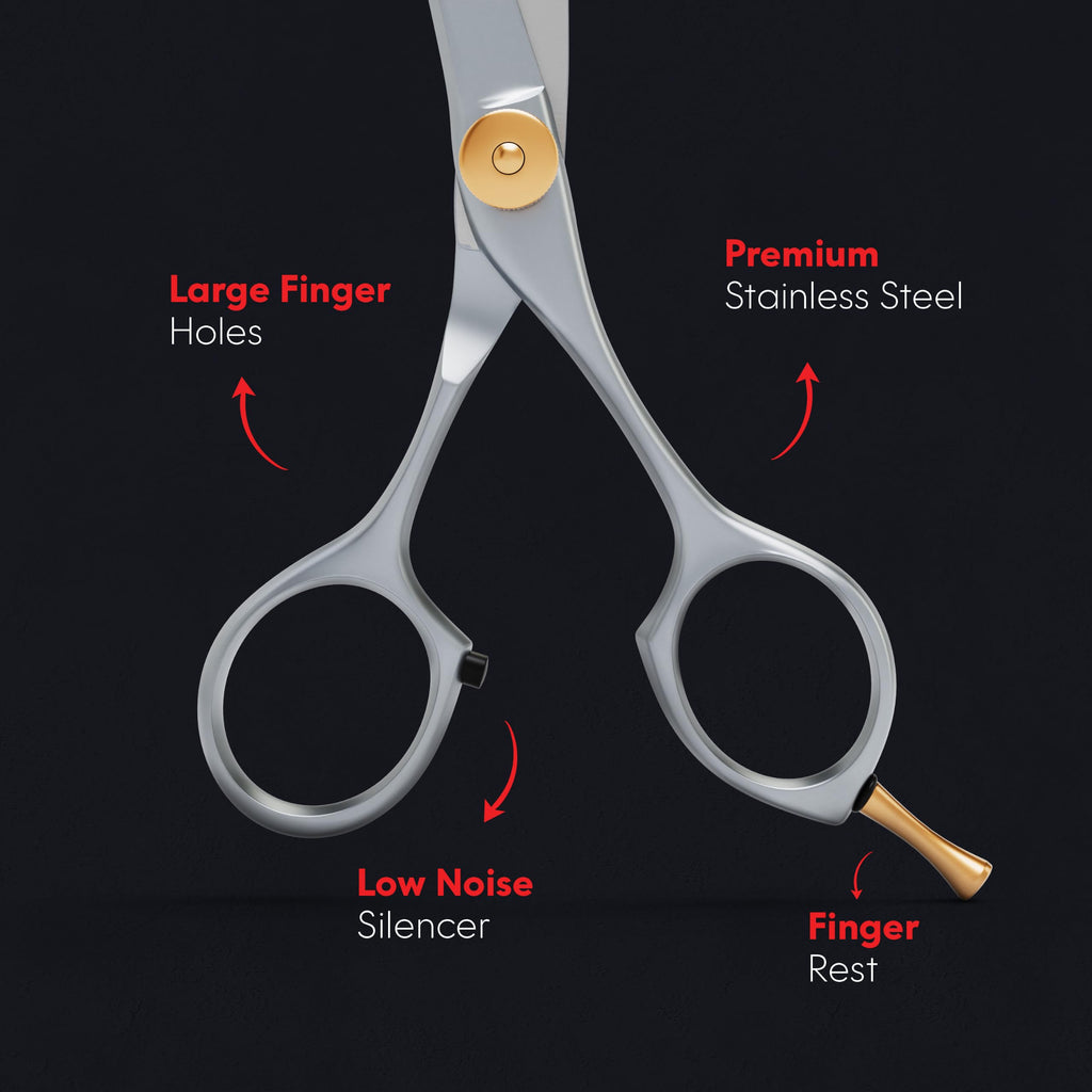 Suvorna Small Scissors for Beard, Mustache, Facial, Nose, Eyebrow & Ear Hair – Tiny Scissors for Cutting, Trimming & Grooming – 5" Stainless Steel Mustache Scissors for Men, Barbers, & Home Use