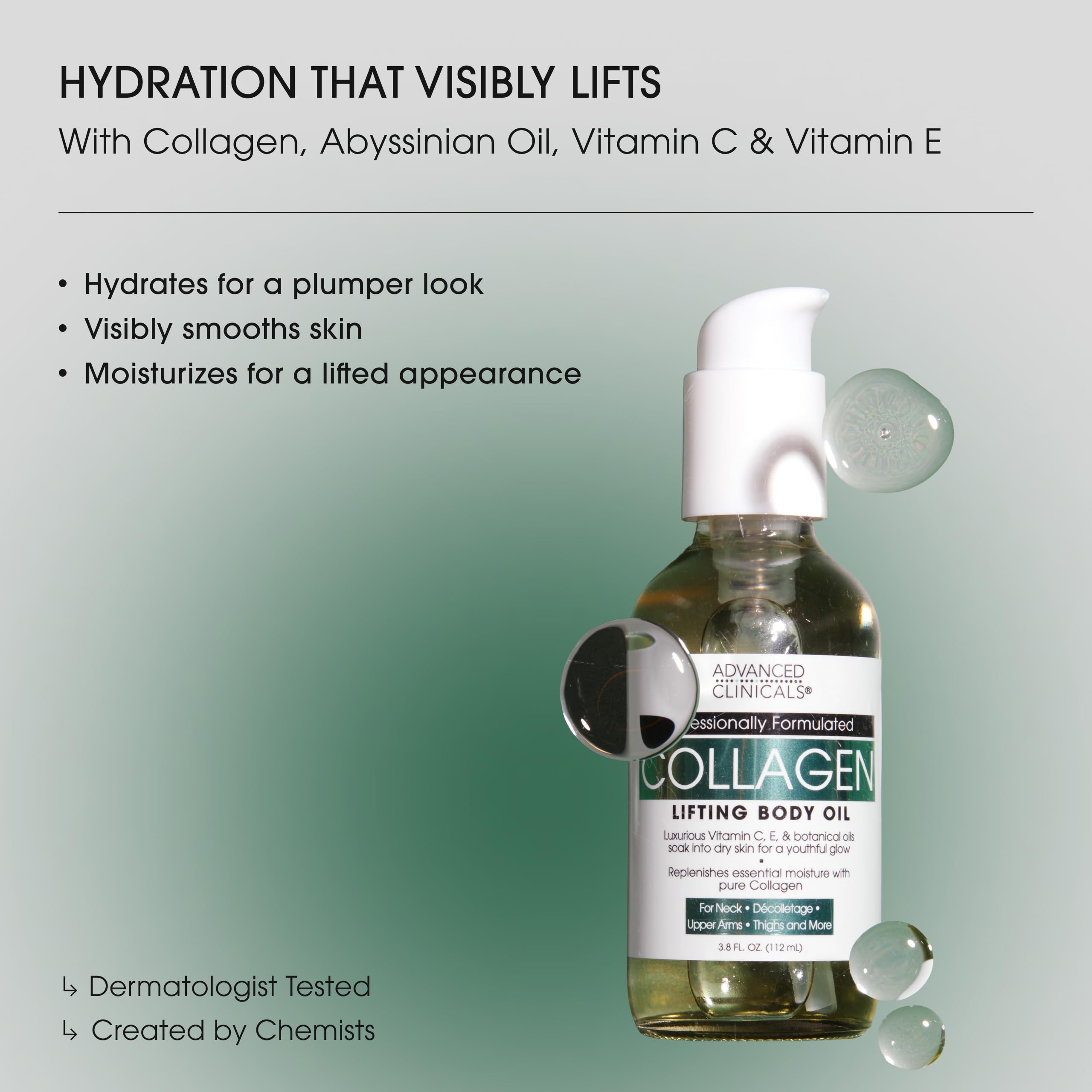 Advanced Clinicals Hydrating Collagen Oil For Body & After Shower | Visible Anti Aging Moisturizing Collagen Body Oil For Women & Men Helps Soften Appearance Of Crepe Skin & Wrinkles, 3.8 Fl Oz, 2pc