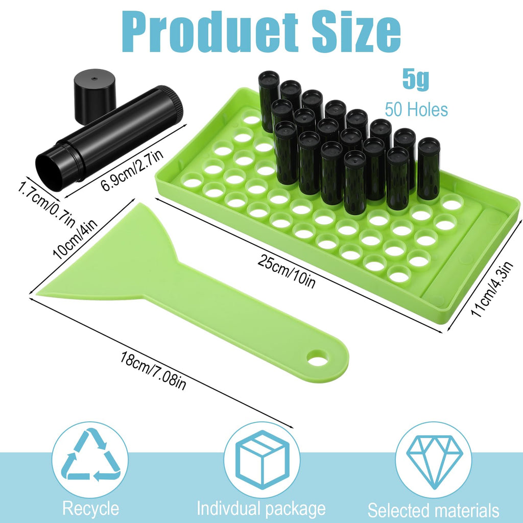 PercyEffie 100Pcs Plastic Lip Balm Tubes 5ml/5g lip balm tubes empty lips balms containers empty Black chastick containers with Filling Tray and Spatula, Rotating Type Refill Lips with Cap