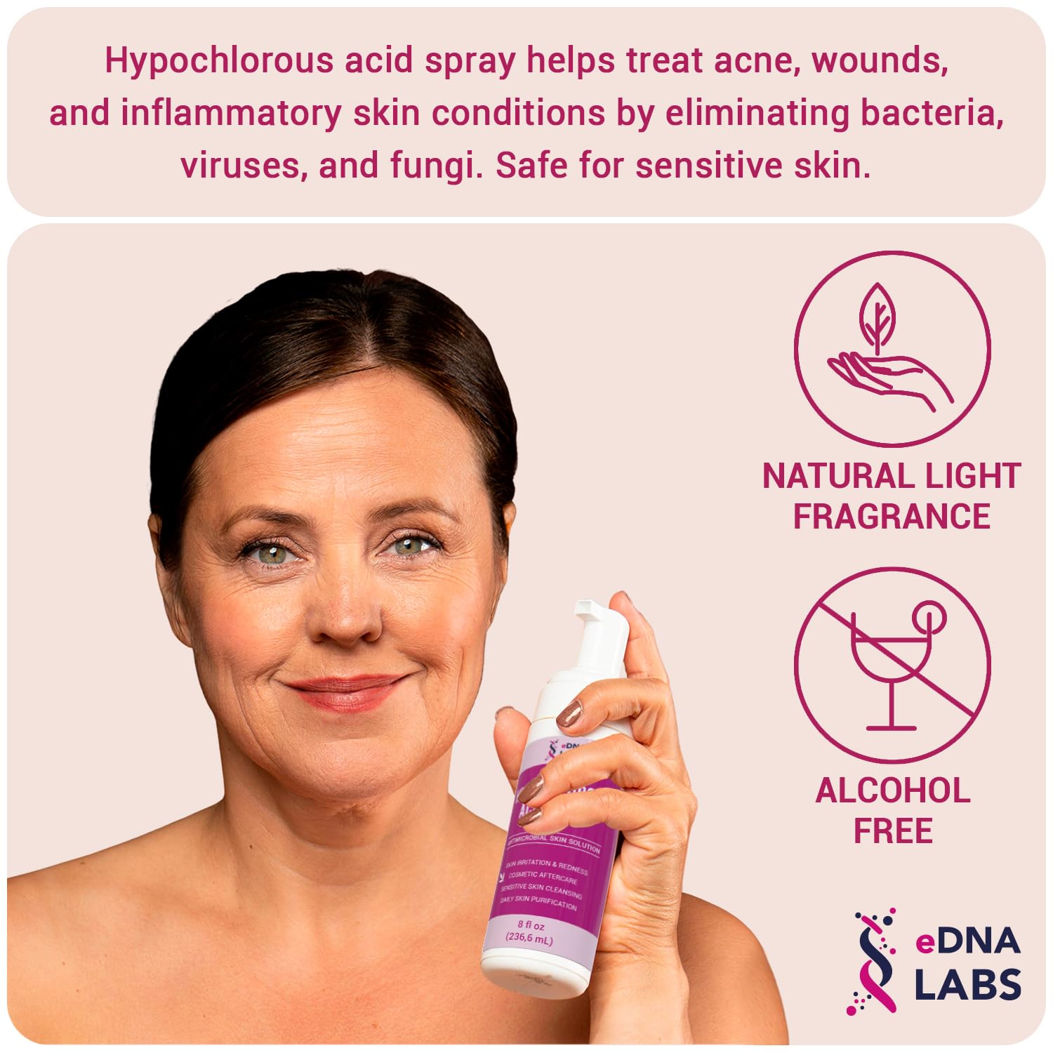 EDNA Labs Hypochlorous Acid Spray for Face & Skin | 8 oz, Facial Spray Daily Skin Solution, Made in USA