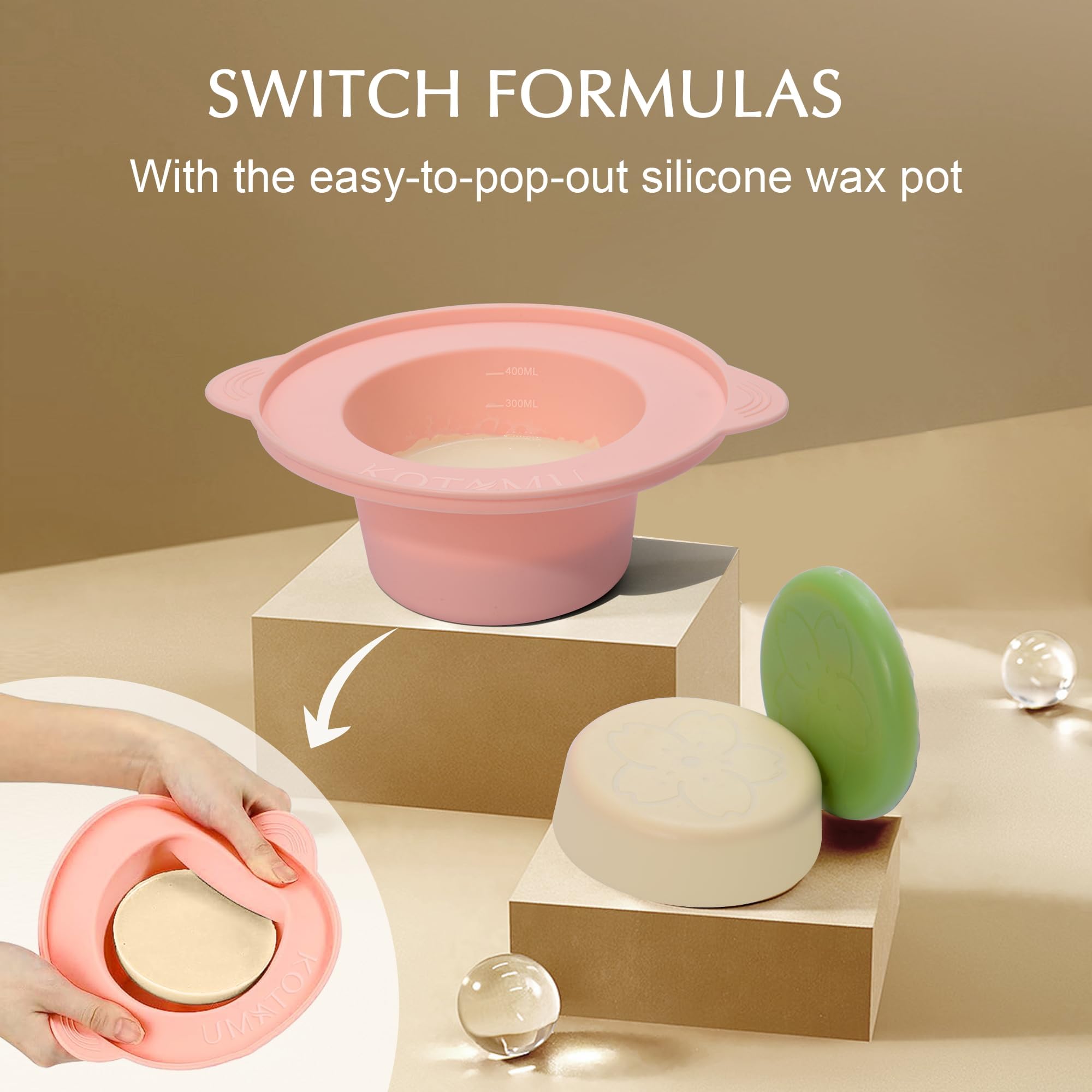 KOTAMU Foldable Silicone Wax Warmer Liner, Wax Warmer Replacement Pot, Easy to Clean Silicone Bowl for 16oz Waxing Kit and Wax Melt Warmer, Silicone Wax Pot Liner for Hard Wax Beads and Sugar Wax