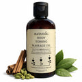 Auravedic Firming Toning Body Massage Oil | Helps Smooth Stretch Marks & Sagging Skin | Ayurvedic Blend with Cinnamon, Cardamom & Bay Leaf | for Thighs, Legs & Belly | 6.76 Fl Oz (200ml)