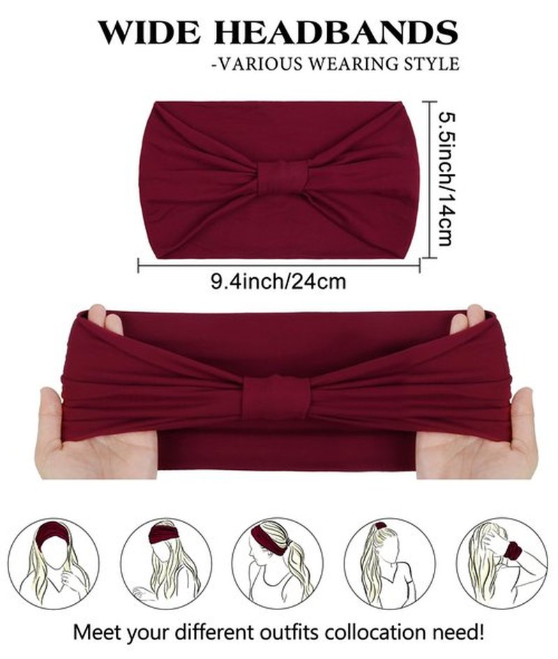 AIBFRID 6 Packs Wide Headbands for Women Non Slip with 6PCS Hair Ties, Soft Head Bands for Women’s Hair Yoga Workout Gym Bandanas Head Scarf Thick Knotted Cloth Fabric African Womens Hair Accessories