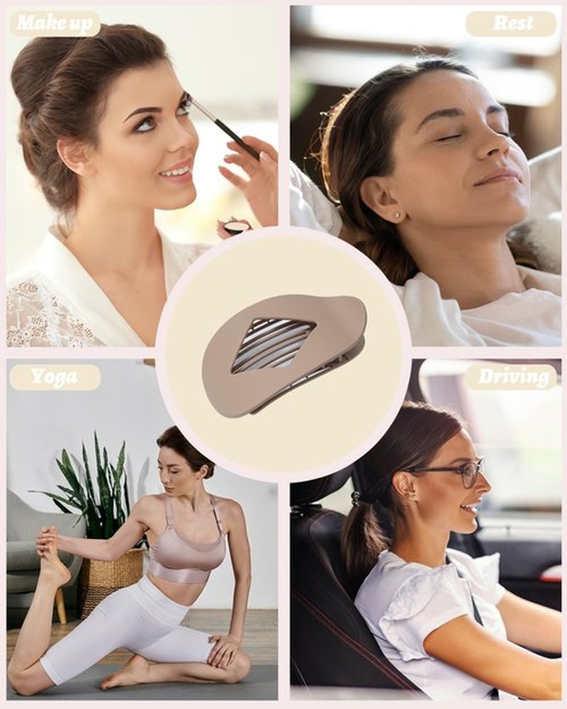 6 Pcs Flat Hair Claw Clips,4.1"Nonslip Large Round Lay Hair Clips for Women,Strong Hold French Clips for Thick Thin Hair Yoga Driving