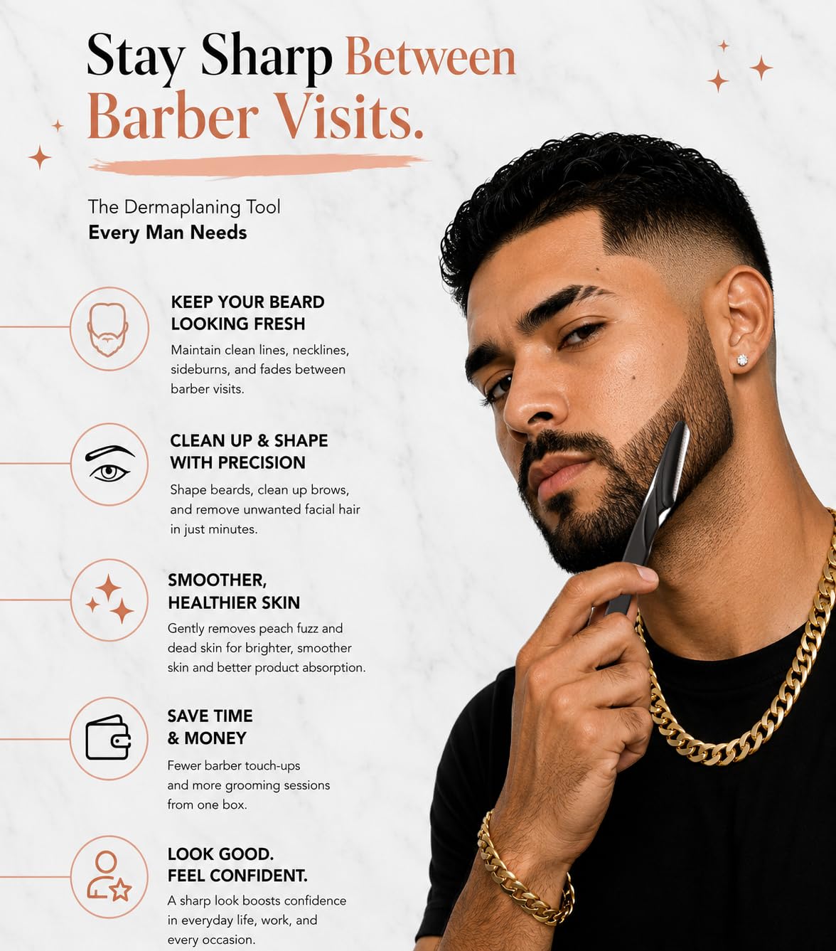 Abiding Essentials Dermaplane Razor for Women & Men – Precision Hair Remover & Exfoliating Face Shaver, Eyebrow Trimmer – Luxurious At-Home Spa Skincare Set (Premium Black/Rose Gold) 10pcs