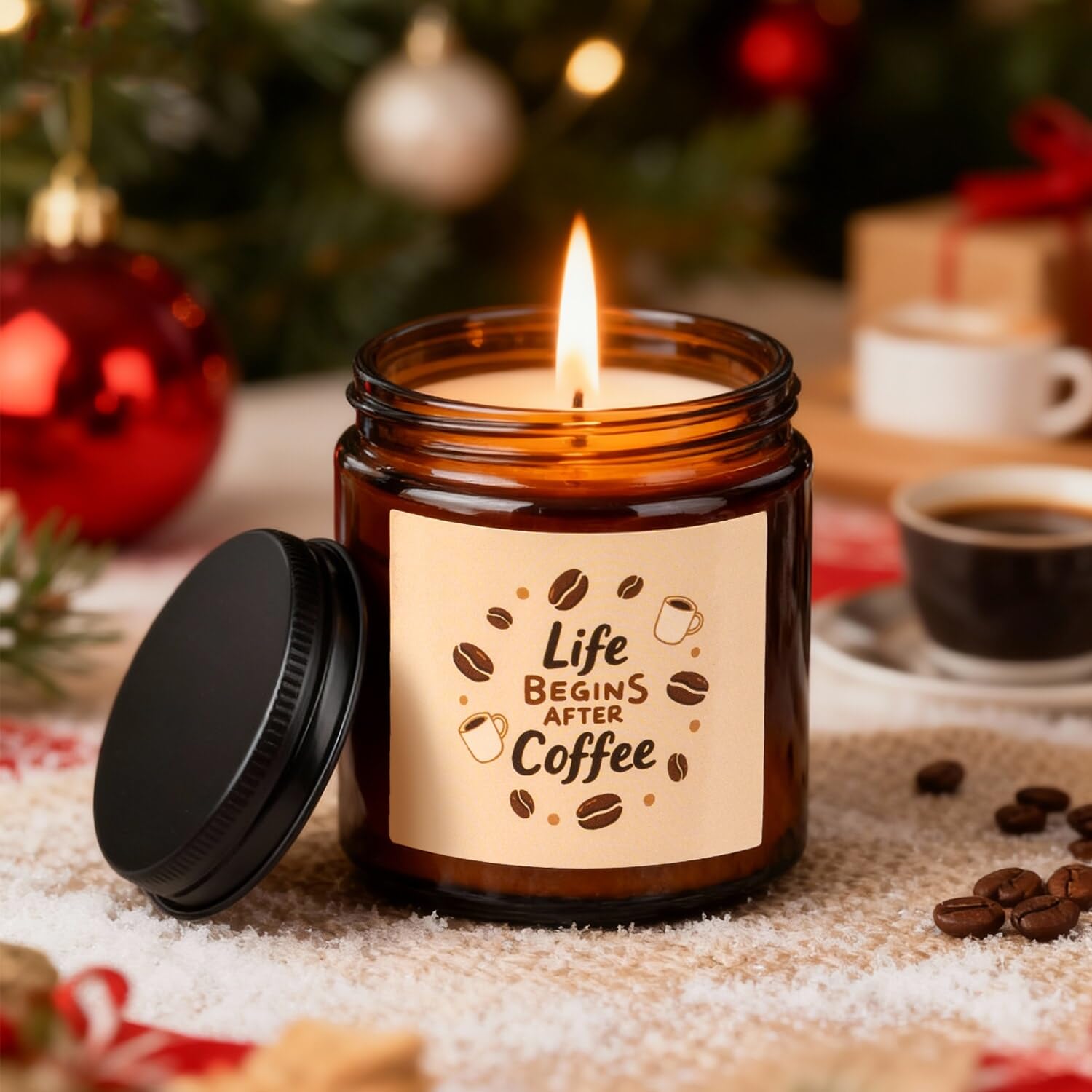 Ithmahco Coffee Lover Gifts for Women Men - Includes Mug Spoon Rest Holder Candle Socks Sticky Notes Set, Coffee Gift Basket for Birthday Mothers Day Galentines Valentines Day Christmas Gift Ideas