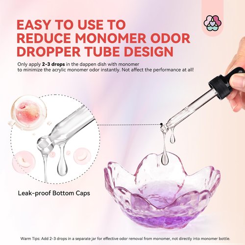 SAVILAND Monomer Odor Neutralizer: 30 ml Peach Scent Monomer Drops Odor Out for Acrylic Nail Liquid Monomer Drops Nail Monomer Smell Eliminator with Dropper Nail Tech Acrylic Nails Salon Home Use