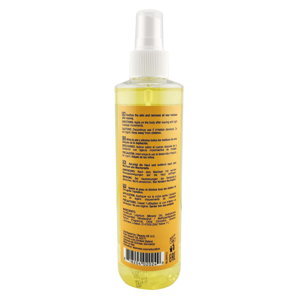 Waxness Post Waxing Oil Lemon Scented 8.45 oz (250 ml) – Removes Wax Residue, Moisturizing After Wax Oil for Smooth Skin – Made in Italy