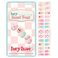 Heyhae Semi Cured Gel Nail Strips | No LED Lamp Needed | Summer, Ombre, Cute | Easy Apply & Remove, Salon Quality | Includes 28 Strips, 1 Prep Pads, Nail File & Wooden Stick - Hey, Sweet Treat