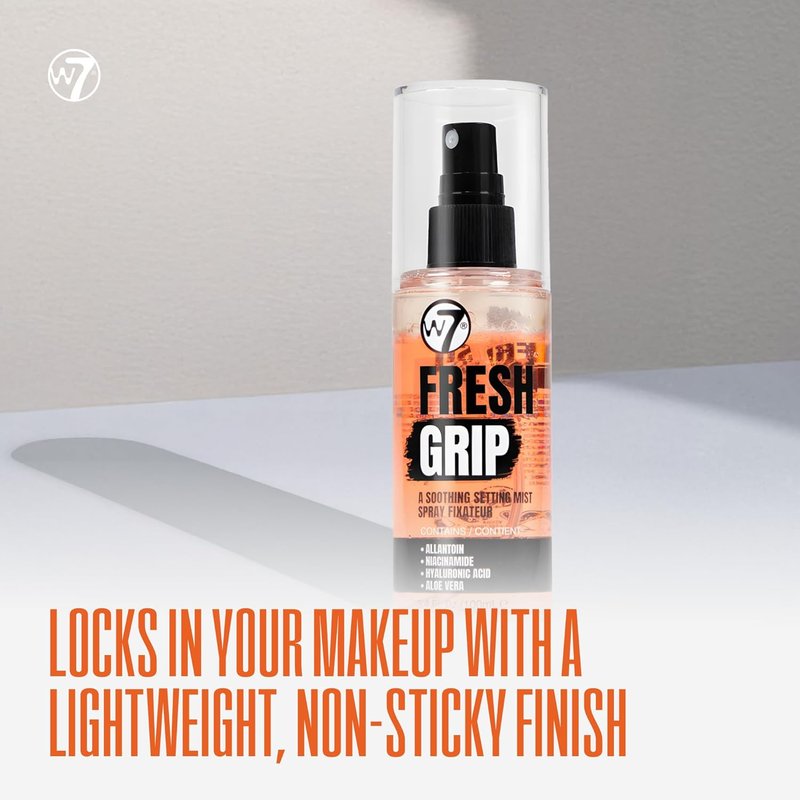 W7 Fresh Grip Setting Spray - Hydrating Bi-Phase Formula with Hyaluronic Acid & Vitamin E | 3.38 fl oz