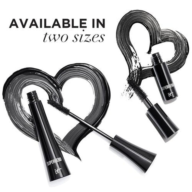 IT Cosmetics Superhero Mascara - Volumizing & Lengthening Formula with Hydrolyzed Collagen, Biotin & Peptides, Super Black Color
