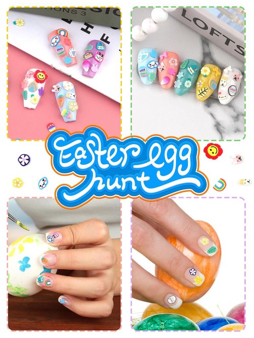 24 Grid Easter Nail Art Glitter Sequins, Kalolary Easter 3D Nail Art Glitter Stickers Decals Nail Art Supplie Mixed Shapes Cute Eggs Rabbits Carrot for Women Nail Art Decor and DIY Craft