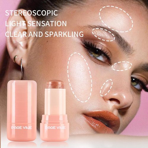Skiennix Highlighter Stick - Shimmer Makeup for Face & Body, Easy Blend, Long Lasting, Multi-Use Cream, 2pcs