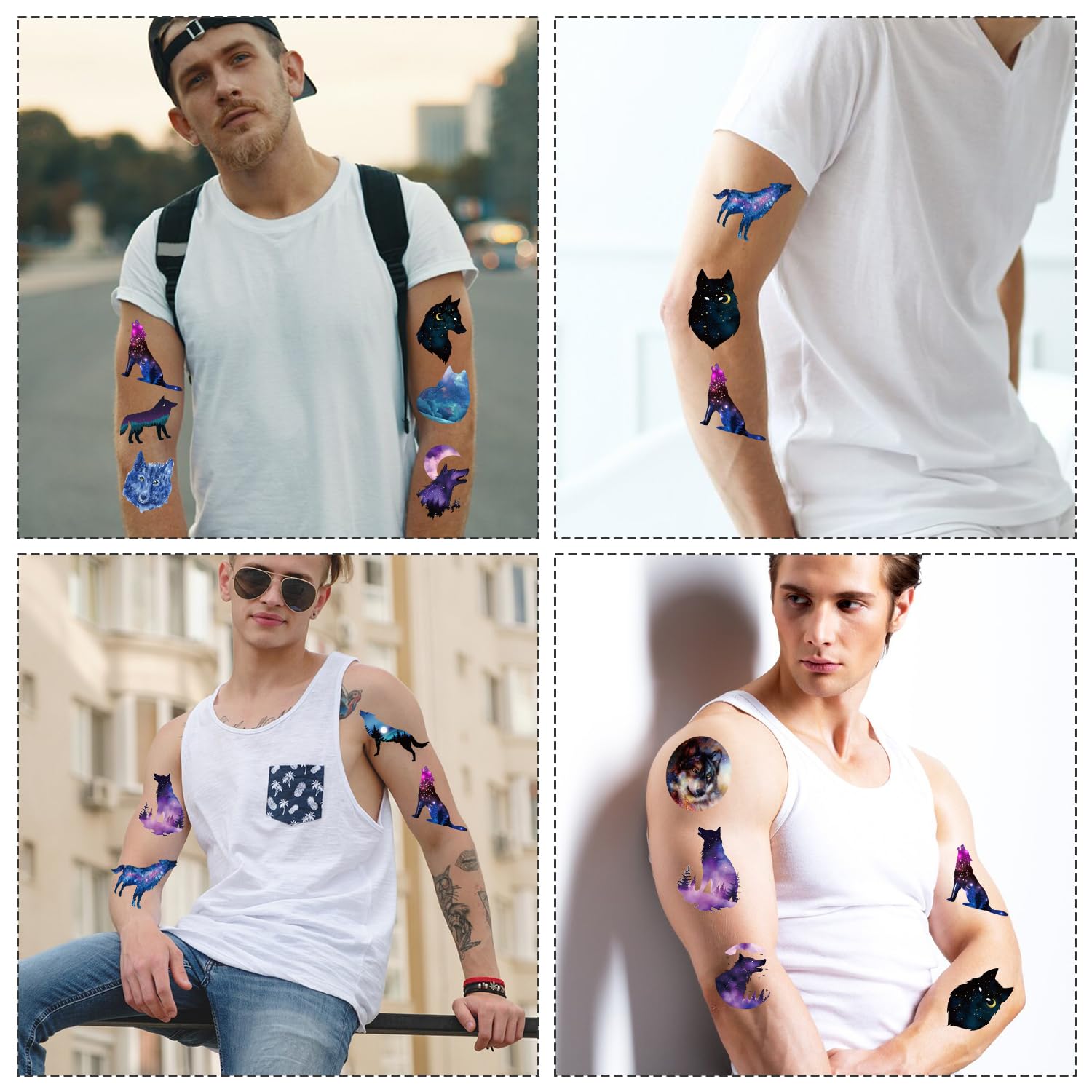Wxiben Wolf Temporary Tattoos Stickers - 170+ Wolf Party Decorations Supplies Wolf Stickers, Cool Wolf Themed Birthday Tattoos Supplies Men Women