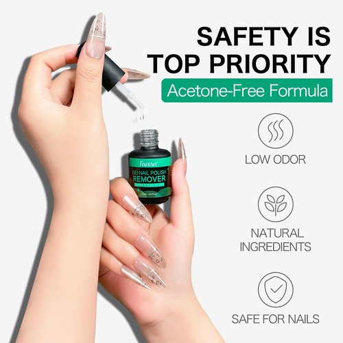 Gel Nail Polish Remover Kit with Tools, 15ml No Soak or Foil Needed, Fast Removal in 2-5 Minutes, Includes Cuticle Pusher & Nail File, Safe for Home DIY
