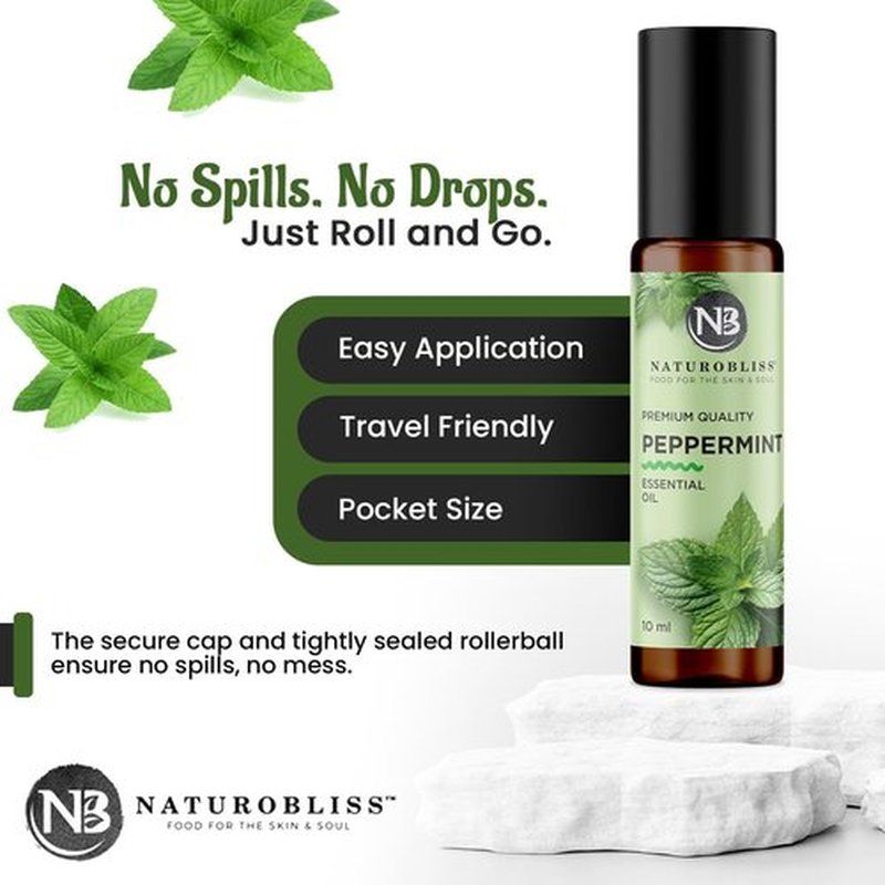 NaturoBliss Peppermint Essential Oil Roll-On - Refreshing Aroma for Relaxation | 10 ml