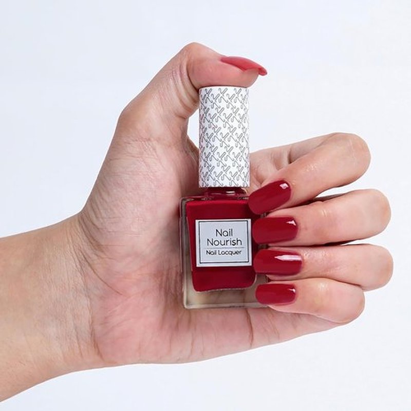 Kay Beauty Nail Nourish Nail Enamel Polish - Crimson Hue 35 | Quick-Dry Gel Effect & Hydrating Formula 0.3 oz