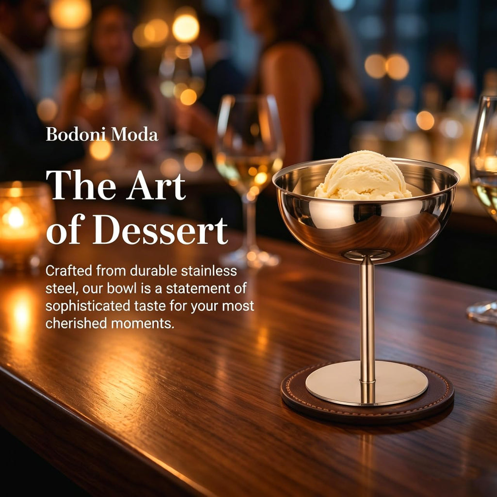 4PCS Stainless Steel Dessert Bowls, 5oz Ice Cream Cups, Stem Footed Metal Sundae Serving Dishes, Shatterproof Pudding Containers, Reusable Coupe Dessert Cup for Weddings Party Family Gathering(Silver)