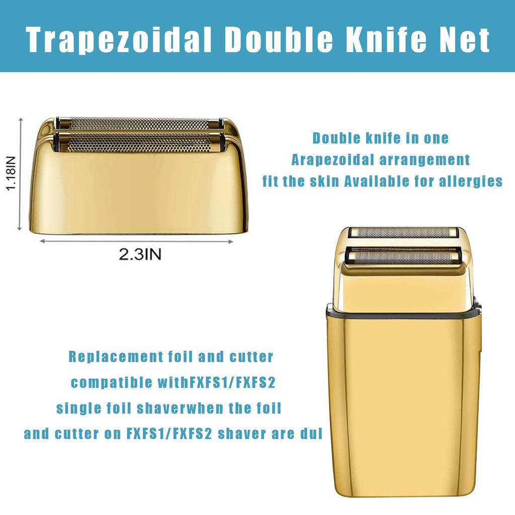 Shaver Replacement Foil and Cutters compatible with BaBylissPRO FXFS2 Electric Razors, Shaver Replacement Head compatible with BaBylissPRO Double Foil Shaver (Gold 1)