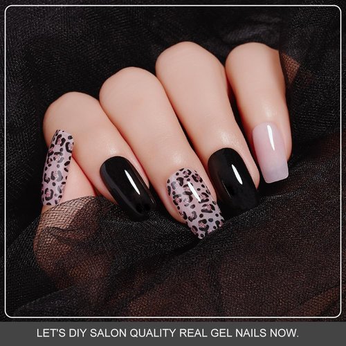 Arte Clavo Semi Cured Gel Nail Strips, 20 Pcs Gel Nail Stickers with UV Light Required, Salon Quality, Long Lasting, Easy Apply and Remove (Pink Leopard)