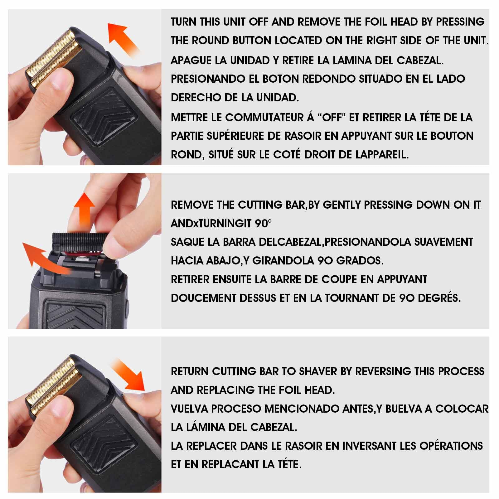 Professional 5 Star Series Finale Shaver Shaper Replacement Foil and Cutter Bar Assembly Compatible with Shaver Model 7031-100, 7043-100 Super Close Super Close Shaving Replacement Heads Black