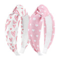 YanJie Valentine Headband Knotted Womens Wide Headbands Red Heart Hair Accessories for Girls Fashion Headband Non Slip for Valentine Party Gifts Pink