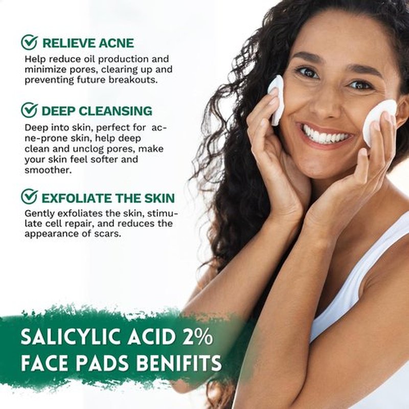 ANAI RUI 2% Salicylic Acid Face Cleansing Pads - Exfoliating Witch Hazel Wipes for Acne Relief | 80 Count