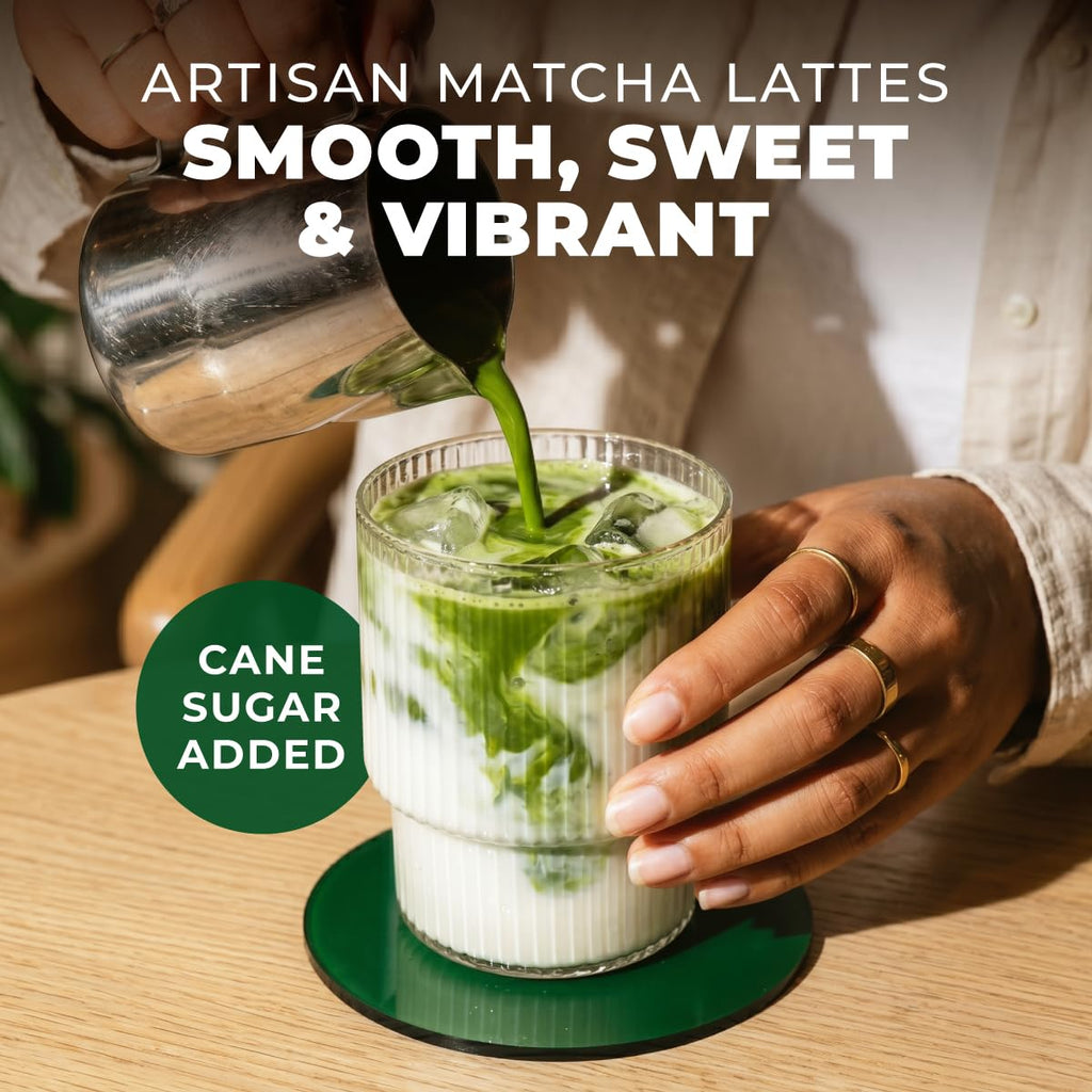 Gya Tea Co Café-Style Matcha Latte Powder 0.55 lb 8.81 oz, 25 Servings - Naturally Sweetened Green Tea Powder Blend for Lattes, Smoothies & Baking - Non-GMO, Filler, Additive