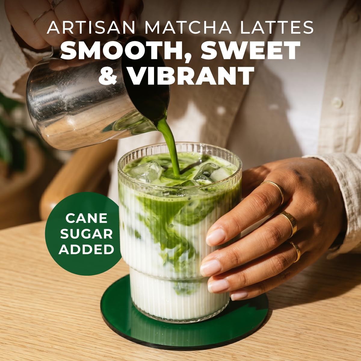 Gya Tea Co Café-Style Matcha Latte Powder 0.55 lb 8.81 oz, 25 Servings - Naturally Sweetened Green Tea Powder Blend for Lattes, Smoothies & Baking - Non-GMO, Filler, Additive