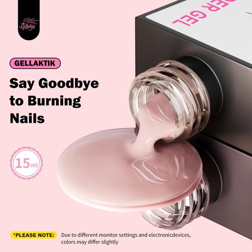 GELLAKTIK Builder Gel for Nails, 4X15ml 7 in 1 Builder Gel Nail Polish, LED Lamp Cured for Clear Rubber Base & Strengthener Extensions, Thickening, Repair (Clear, White, Nude, Pink)