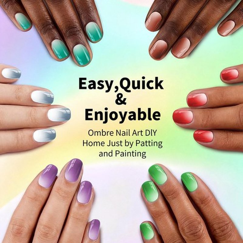 Qzqetet Patting Gel Polish, 9 Colors Ombre Gel Nail Polish with 100 Pcs Soft Nail Sponges and Grabbing Pen for Pigment Pat Kit Aura Nails