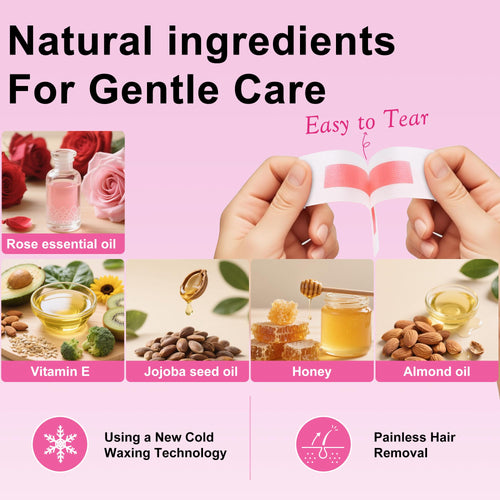 20Pcs Facial Wax Strips for Women, Upper Lip & Eyebrow Hair Removal, Hypoallergenic for Sensitive Skin, Removes Even Short Hair, Up to 5 Weeks Smooth, Easy No-Heat Waxing Kit, 10 per Bag PH